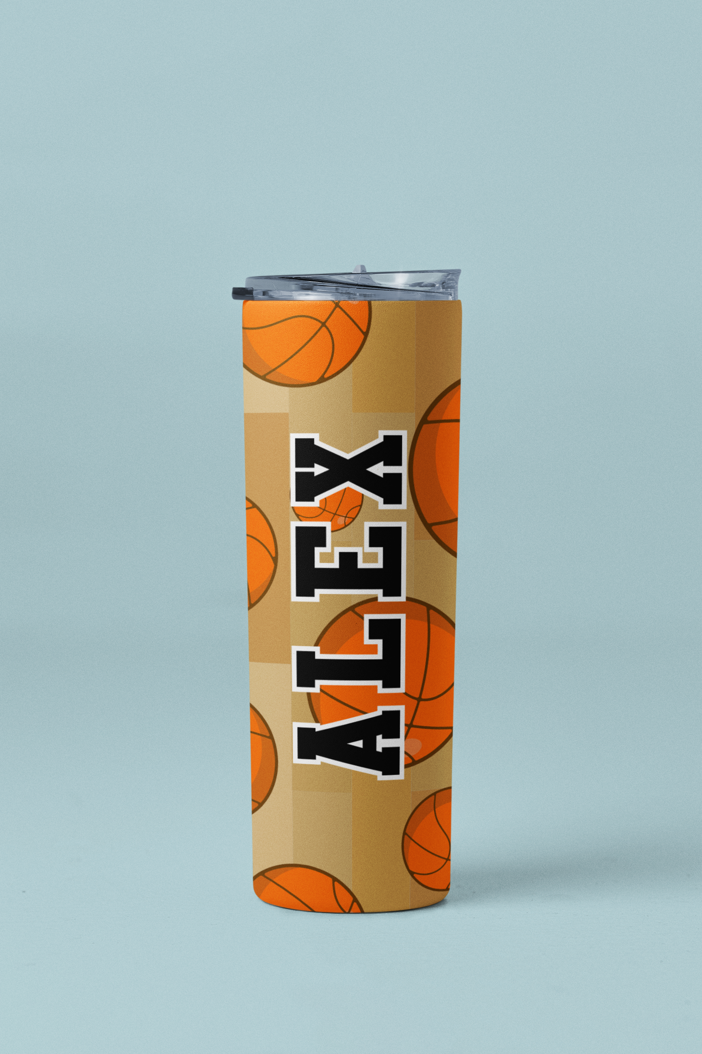 Basketball Pattern Skinny Personalized Tumbler 20oz