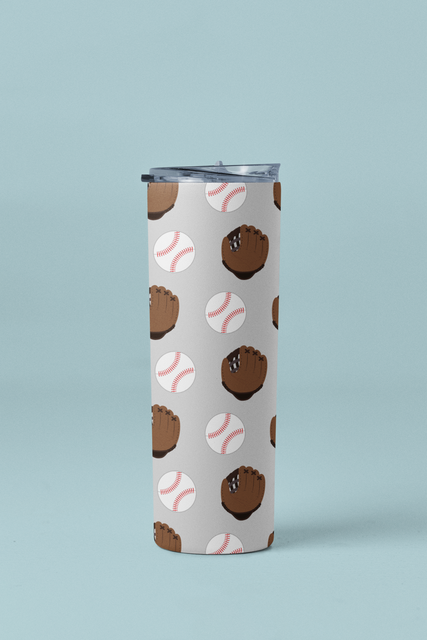 Baseball Pattern Skinny Personalized Tumbler 20oz