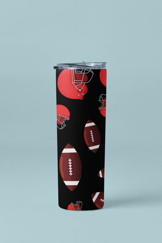 Football & Helmet Pattern Skinny Personalized Tumbler 20oz