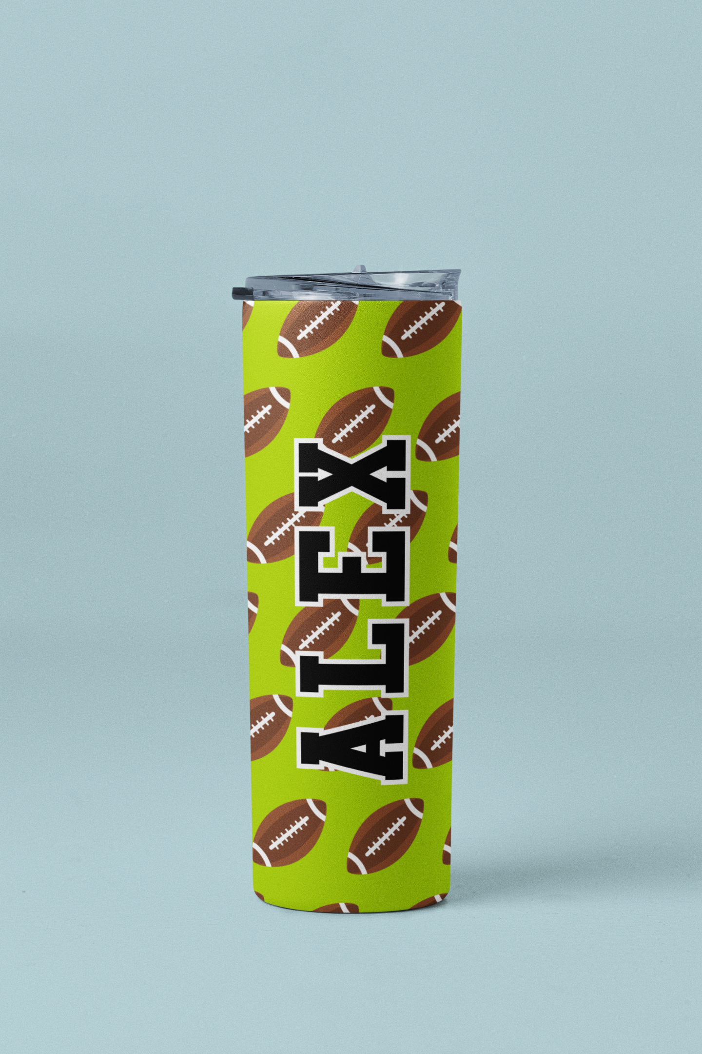 Football Pattern Skinny Personalized Tumbler 20oz