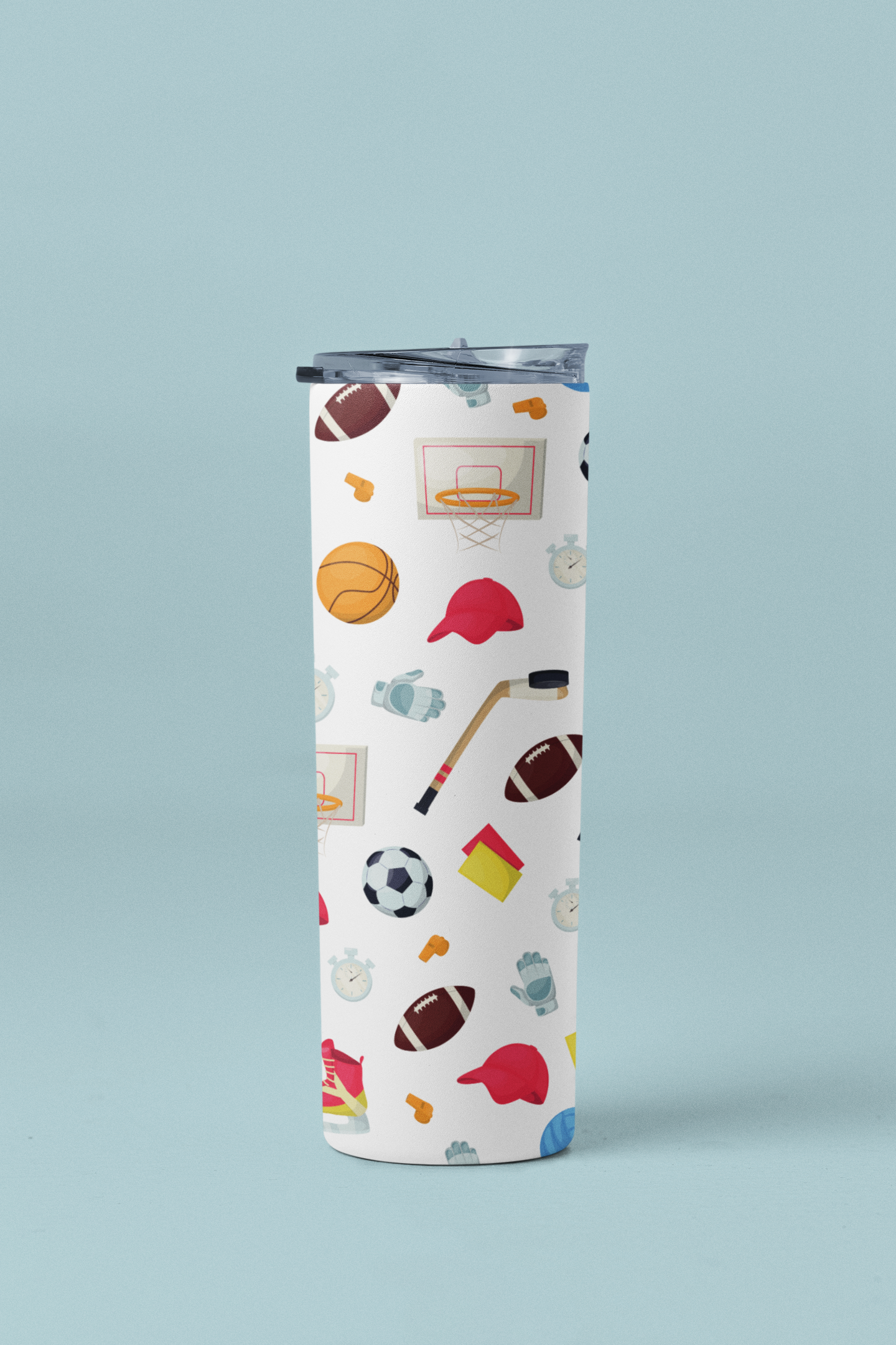 Sports Pattern Skinny Personalized Tumbler 20oz