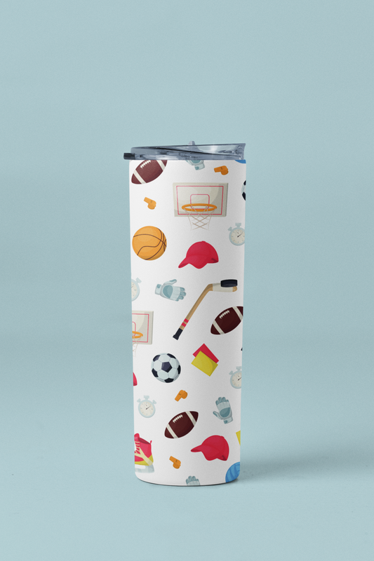 Sports Pattern Skinny Personalized Tumbler 20oz